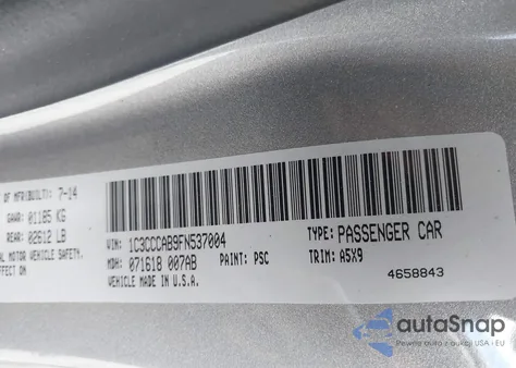 2015 Chrysler 200 Limited from USA, damaged, VIN 1C3CCCAB9FN537004